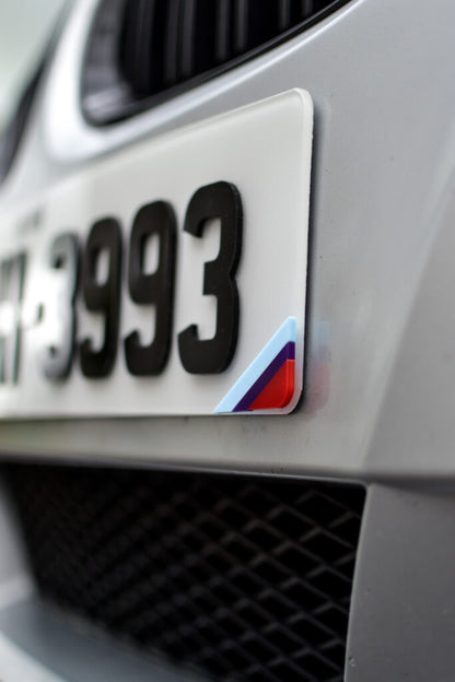 3D/4D Black Edition* Irish Number Plate - IRL Font + BMW M Sport Flag - Flag Close