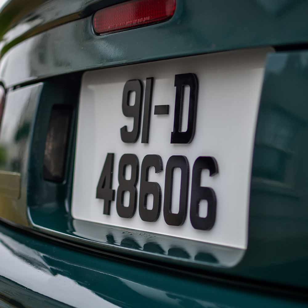 3D/4D Jap Style Irish Number Plate Plain White IRL Font Stand Out