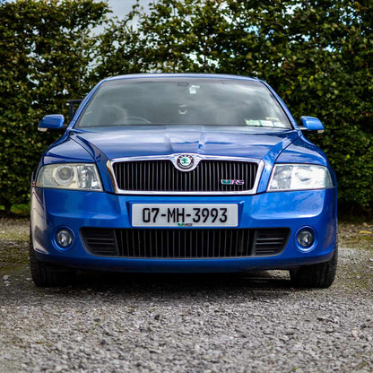 3D/4D Irish Number Plate - Plain White - German Style + Skoda VRS Logo - Front