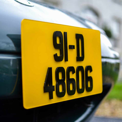 3D/4D Jap Style Irish Number Plate - Plain Yellow - IRL Font - Main