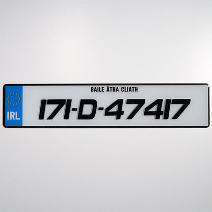 3D/4D Irish Number plate - Sporty Font - Front